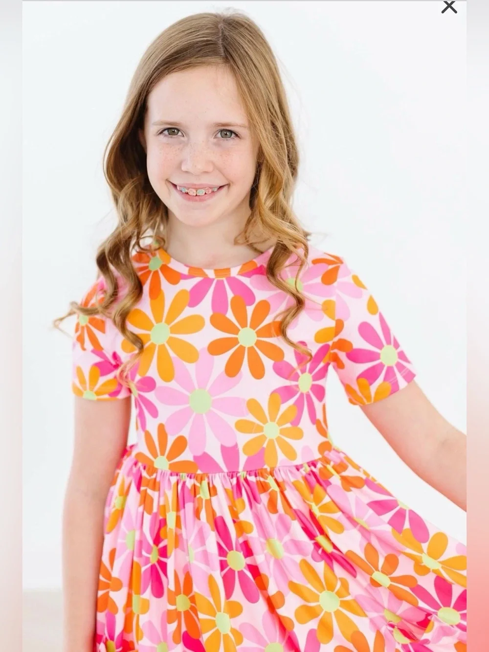 Mila & Rose RETRO DAISIES S/S POCKET TWIRL DRESS NWOT